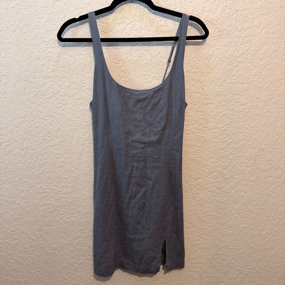 Abercrombie & Fitch Linen Blend Mini Dress Medium Petite Blue Cottagecore 90s